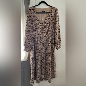 J. Crew women’s leopard long sleeve button down midi dress 14 NWT
